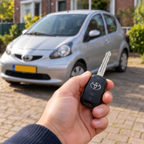 Een vertrouwde autosleutel in de hand